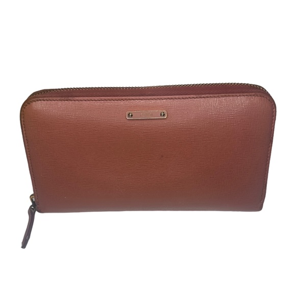 Fendi Dusty Rose Colored Leather Full Zip Wallet - Picture 1 of 5